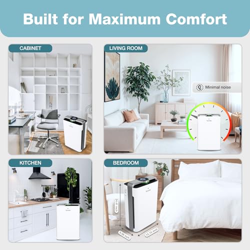 Turonic PH950 - Air Purifier And Humidifier Combo, Large Room Air Cleaner For Home - up to 4200 Sq Ft, 8-Stage Purification w/True Hepa 13 Filter, UV Light & Ionizer, Smart Auto Mode, Wi-Fi control
