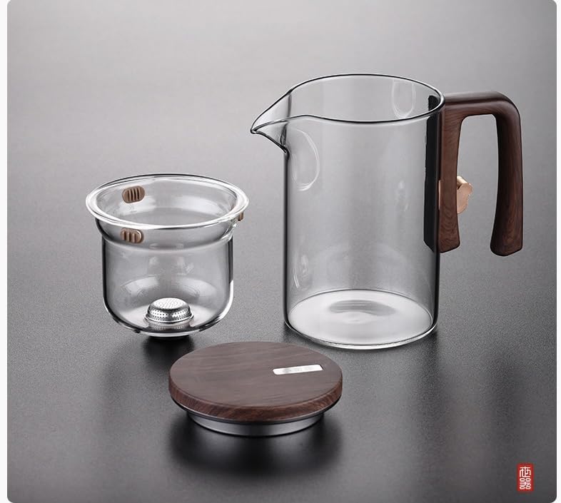 SLEEPHEADÂ®Enchanti Tea Pot,Water Separation Glass Teapot,Filter Teapot with Dual Infusers,Enchantipot Magic Tea Pot,Glass Teapot with Strainer,Infuser,Automatic Magnetic Teapotï¼Œheat Resistant (520ml)