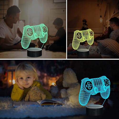 eWINNER 3D Gamepad Illusion Lamp, Game Controller Night Light with Remote Control and Timing Function 16 Color Changing Gaming Room Decor Best Gamer Gift
