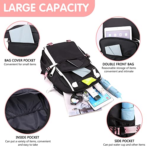 School Bags for Girls, Girls Backpack with Lunch Bag, School bag for Girls Kids Elementary Middle High School College Student 21L Casual Daypack Children Schoolbag with USB Charging Port