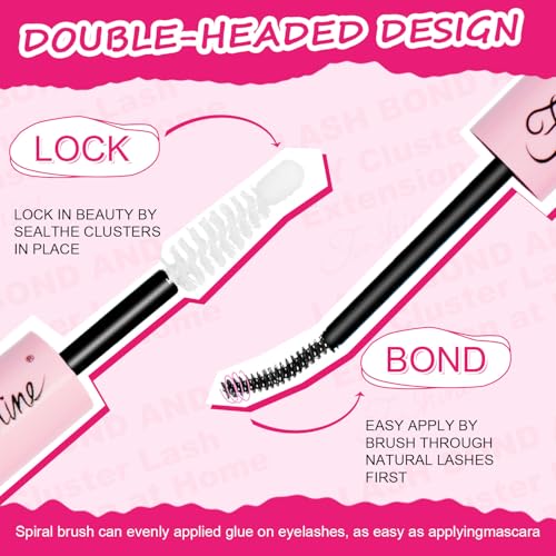 Fenshine Lash Bond and Seal, Cluster Eyelash Glue, Individual Cluster DIY Eyelash Extensions, Super Strong Hold Cluster Lash Adhesive, Waterproof, Latex Free, Mascara Wand Glue