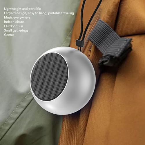XUMIUZIY Small Speaker, Bluetooth5.3 Speaker with 360 ° Stereo Surround Sound & Bass Sound, Portable Speaker with Lanyard for Party, Hiking, Biking, Car, Trip, for Men, Women (Silver)
