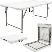 SKY-TOUCH Folding Lightweight Trestle Outdoor Camping Table, Heavy Duty Plastic Outdoor Picnic Table, Folds in Half with Carry Handle, White (120x60x75cm) - 120Ã60Ã75cm-new