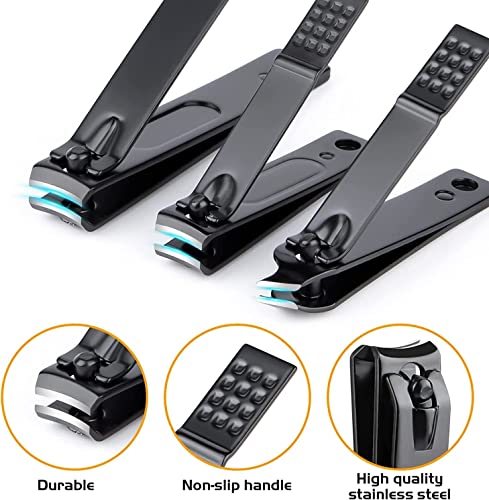 ORiTi Manicure Set with PU Leather Case, Pedicure Kit, Nail Clippers Scissors, Personal Care Tool 16 in 1 Grooming Kit Gifts for Men Women (Grey/Black)