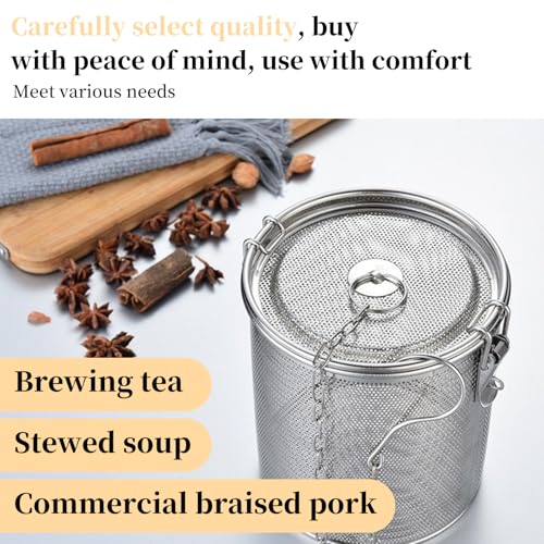 Tea Infuser, Stainless Steel Spice Seasoning Strainer,Filter Soup Seasoning Seperation Strainer,Extra Fine Mesh Spice Herbal Ball Cooking Tools With Chain for Brew Loose Leaf Tea and Spices & Seas