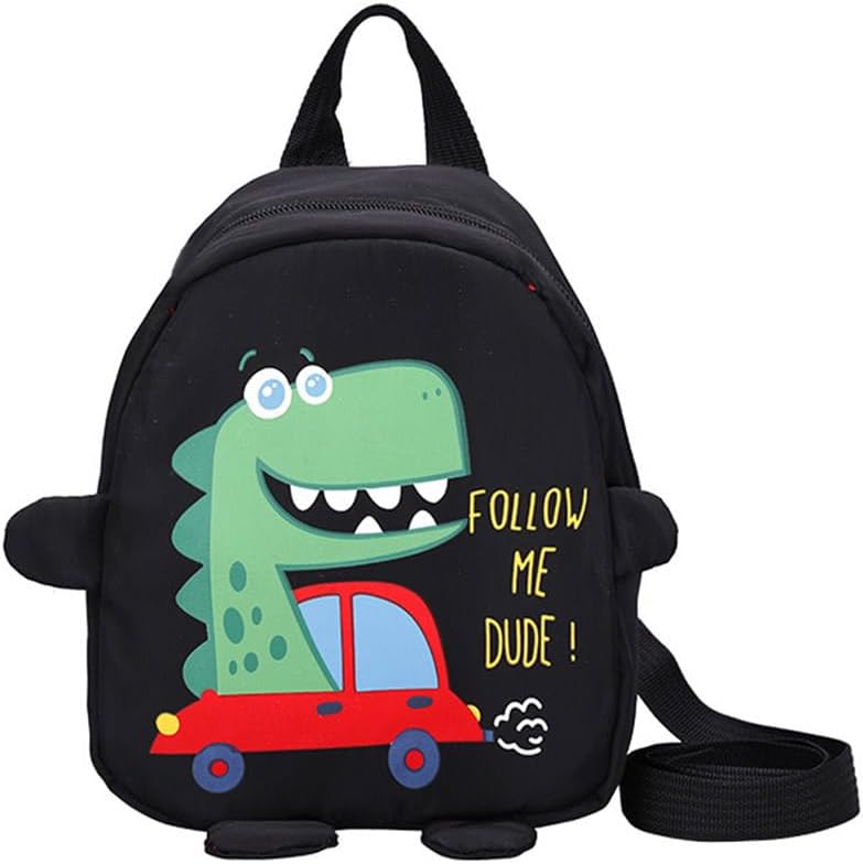 Toddler Backpack with Anti-Lost Harness Small Dinosaur Backpack for Boys and Girls - Black