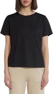 Womens Smooth Cotton Crew Neck Tee Ss Other Tops - Black