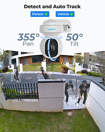 Reolink 5MP E1 Outdoor PTZ Out Door WiFi Security Camera with Motion Spotlights, Auto Tracking, 2.4 / 5GHz Wi-Fi Home Surveillance Cam, Color Night Vision, 3X Optical Zoom, Human/Vehicle Alerts