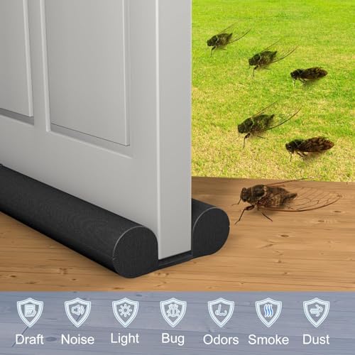 MOMENT Door Draft Stopper 95cm - Adjustable Twin Door Draft Blocker Washable & Cuttable, Draft Door Stopper Energy Saving Door Weather Stripping Reduce Noise Window Breeze Blocker Door Sweeps