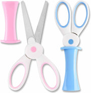 Blunted Kids Craft Scissors with Sleeve, 5.2 Inch Small Blunt Tip Training Scissors, Stainless Steel Blades Safety Handles for School Preschool Student Children Cutting Paper (2 Pcs, Bunny)