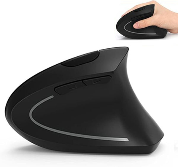 LEKVEY Microware Ergonomic Mouse, Wireless Mouse 2.4ghz Optical Vertical Wireless Mice : 3 Adjustable Dpi 800/1200/ 1600 Levels 6 Buttons, for Laptop, Pc, Computer, Desktop, Notebook Etc, Black