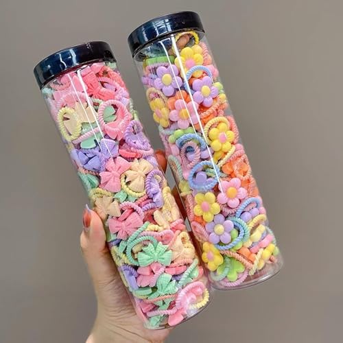 Lonimia Cute Butterfly Hair Ties for Girls, Little Girl Hair Accessories, 40 Pcs Elastic Hair Band Acrylic Cartoon Pattern Soft Not Damage Hair Practical Portable Hair band, Suitable for Daily Life