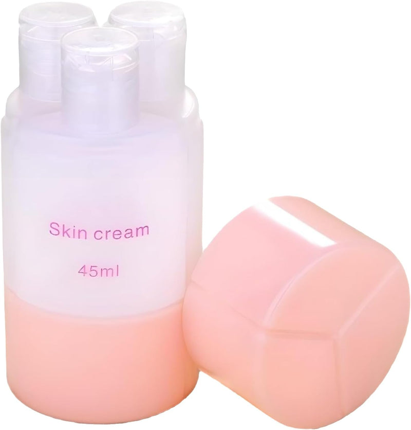 JIALTO 60 ML Refillable Shampoo Cream Lotion Storage Plastic Container Bottle, 3 in 1, Essential Travel Accessories for Women & Men, Convenient Cosmetic Organizer (3 Compartment 60 ML, Pink)
