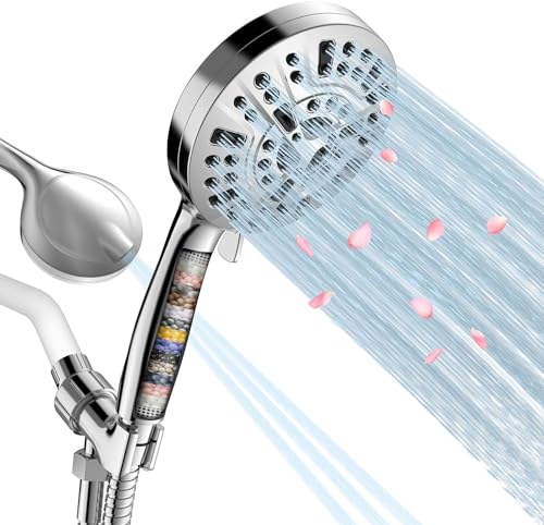 JNILE Filtered Shower Head, 15 Stage Handheld Shower Head Filter for Hard Water, 10 Modes High Pressure Shower Head with 60" Hose and Bracket, Remove Chlorine and Harmful Substance