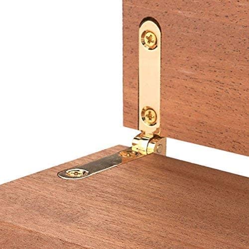 ELECDON Jewelry Box Hinges, 90 Degree Wooden Box Accessories Zinc Alloy Chest Case Hinge with Screws, 20 Pcs Side Rail Hinges Mini Wooden Box Chest Case Hinges Cabinet Hardware (30 x 30mm, Gold)