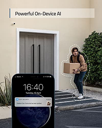 eufy Security Solo OutdoorCam, All-in-One Outdoor Security Camera with 2K Resolution, Spotlight, Color Night Vision, No Monthly Fees, Wired Camera, Security Camera Outdoor, IP67 Weatherproof