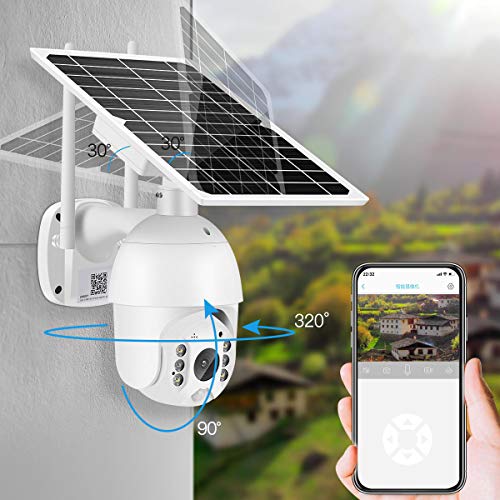 ALPTOP 100% Wire-Free Wireless Rechargeable Battery Solar Powered Outdoor 1080P Pan Tilt WiFi Security Camera PIR Motion Recording Two-Way Audio IP65 Weatherproof Night Vision Built-in SD Slot
