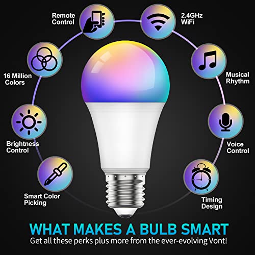 SKY-TOUCH 2Pcs Smart Led Bulb E27 Remote Control Color Adjustable Light Works With Amazon Alexa/Echo Google Home/Assistant, 190V/240V, 10W, 800 Lumens