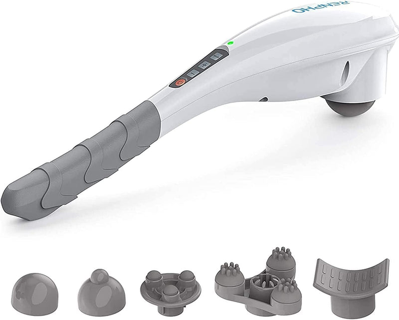 RENPHO Hand Held Deep Tissue Massager for Muscles, Back, Foot, Neck, Shoulder, Leg, Calf Pain Relief-2600mAh Large Capacity Battery Cordless Electric Percussion Full Body Massage with Portable Design - White