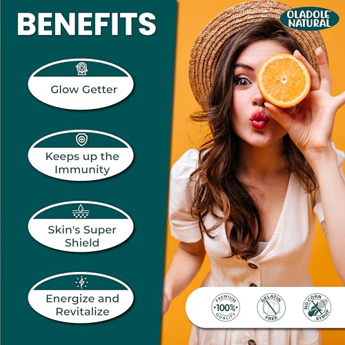 Oladole Natural Vitamin C With Rose Hips- 1000mg (100 Tablets) | Immune Support, Powerful Antioxidant, Boosts Collagen Production, Supports Healthy Skin, Energy & Heart Health | Non- GMO, Gluten Free