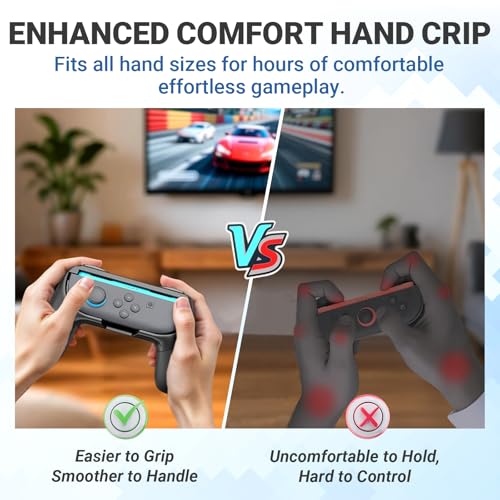 JOWILIN Joy-Con Grips for Nintendo Switch 2 (2025), 2 Pack Ergonomic Handle Joystick Kit Accessory, Comfortable & Anti-Slip Game Controller Kit for Nintendo Switch 2 Joycon Controller (Black)