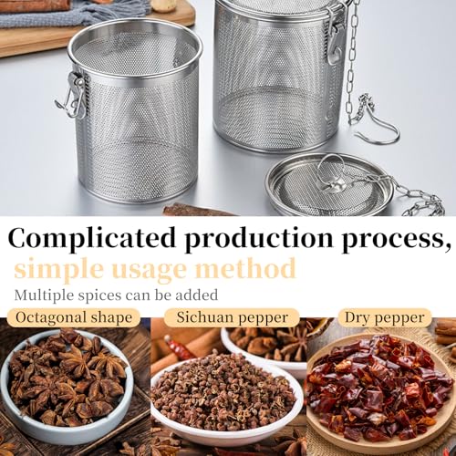 Tea Infuser, Stainless Steel Spice Seasoning Strainer,Filter Soup Seasoning Seperation Strainer,Extra Fine Mesh Spice Herbal Ball Cooking Tools With Chain for Brew Loose Leaf Tea and Spices & Seas