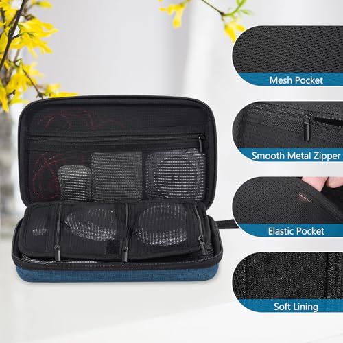 ProCase Hard Travel Tech Organizer Case Bag for Electronics Accessories Charger Cord Portable External Hard Drive USB Cables Power Bank SD Memory Cards Earphone Flash Drive –Navy