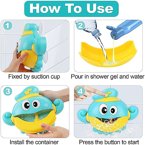 X spring Baby Bath Toys, Bath Bubble Machine with Nursery Rhymes, Baby Bath Toys Bubble Maker, Crab Bubble Machine Bat Bath Toys for Toddlers, Babies, Boys, Girls