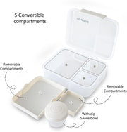 3/4/5 Compartment Convertible 1650ml Bento Lunch Box with 150ml Gravy Bowl - Grey