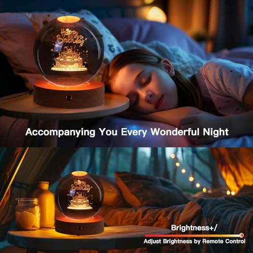 NALACAL Birthday Gifts for Girls and Boys, 3D Crystal Ball Night Light, Birthday Decoration, 16 Colors 4 Modes, Remote Control LED Night Light Unique Birthday Gifts for Men Women