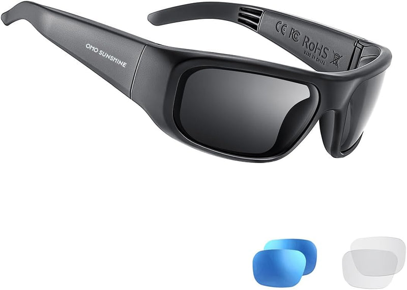 OhO sunshine Smart Glasses Unisex,Polarized Sunglasses with Bluetooth Speaker,Athletic/Outdoor UV Protection and Voice Control