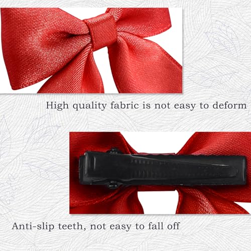 EKIND Girls' Bow Hair Clips Solid, Cute Crocodile Clip Set for Little Girls, Perfect for Daily Wear and Parties (2 Pcs, Red)