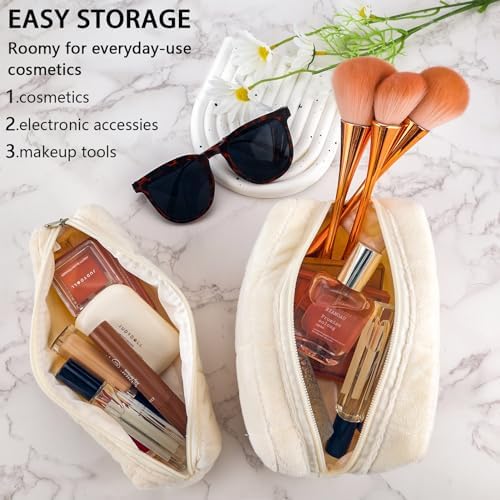ZLFSRQ 3Pcs Checkered Makeup Bag for Women Large Cosmetic Bag Set Travel Toiletry Bag Makeup Pouch Bag for Purse Pink Zipper Storage Bag Organizer Cute Small Aesthetic Girls Car Essentials Bag