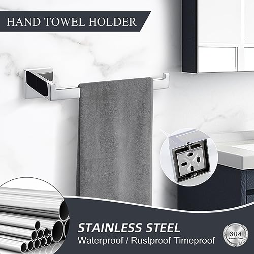 TURS 5-Piece Bathroom Hardware Set Polished Chrome Towel Bar Holder Sets Hand Towel Holder and 2 Towel Hooks, Stainless Steel Wall Mounted, Q7P-P5