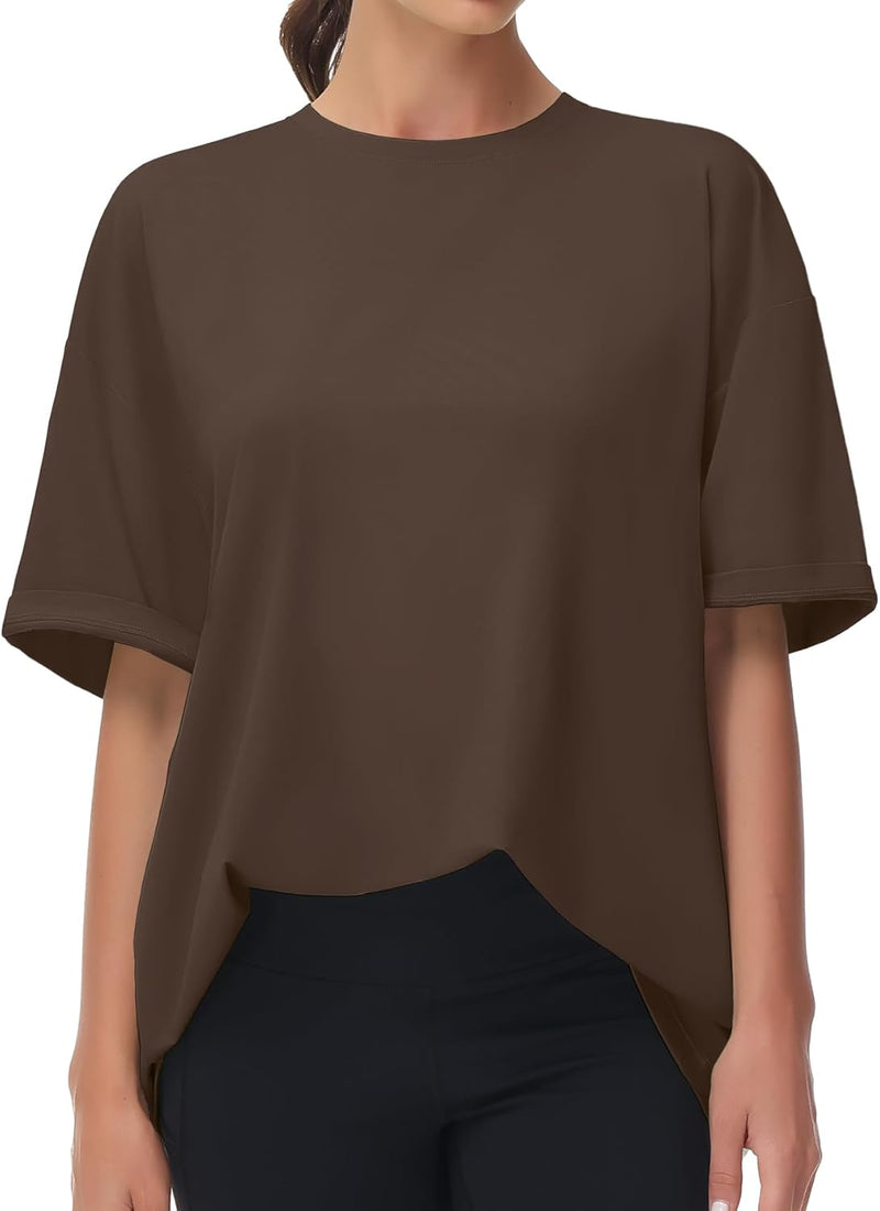 THE GYM PEOPLE Women's Casual Oversized T-Shirts Summer Crewneck Short Sleeve Workout Basic Tee Tops