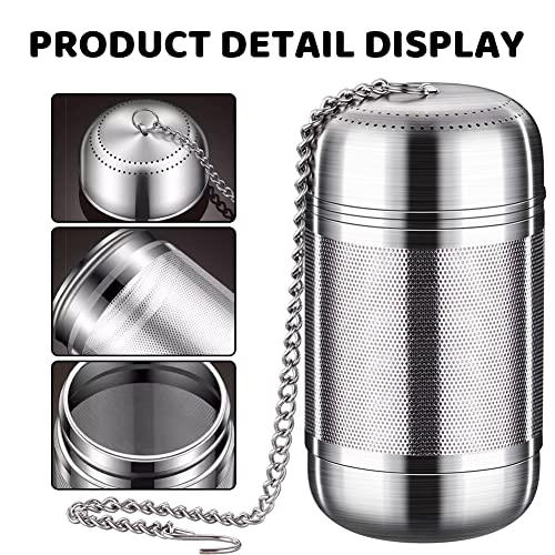 KLOP256 Tea Strainer, Reusable Stainless Steel Tea Infuser, Herbal Teapot with Lid Chain Hook, Mesh Tea Filter for Loose Leaves, Herbal Tea, Cups, Teapots, Spices (Size: 5 x 8.5 cm)