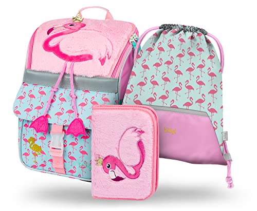 Baagl School Bag Boys Girls Set of 3 - Zippy School Bag for 1st Class - Primary School Satchel with Chest Strap - Ergonomic School Backpack