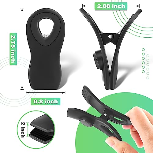VNDUEEY 12 Pack Magnetic Chip Clips Bag Clips Food Bag Clips for Food Packages, Kitchen Clips with Magnet for Refrigerator, Plastic Bag Clips for Food Storage, Chips Bag and Snack Bag - Black