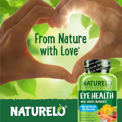 NATURELO Eye Vitamins - AREDS 2 Formula Nutrients with Lutein, Zeaxanthin, Vitamin C, E, Zinc, Plus DHA - Supplement for Dry Eyes, Healthy Vision, Eye Support - 60 Vegan Capsules