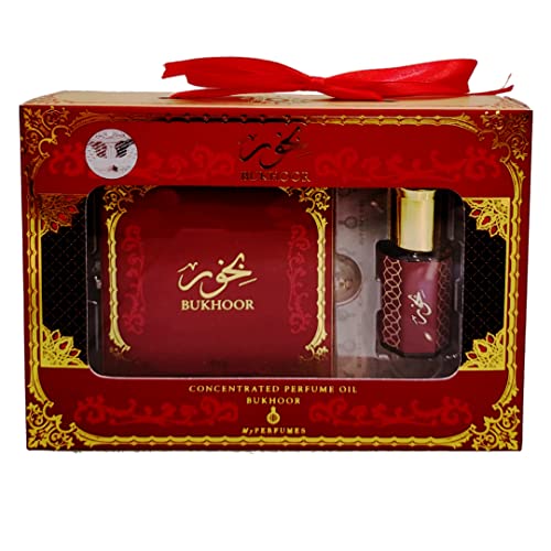 My Perfumes BUKHOOR Non Alcoholic 2 Pieces Gift Set, 40gm Bakhoor and 6ml Perfume Oil
