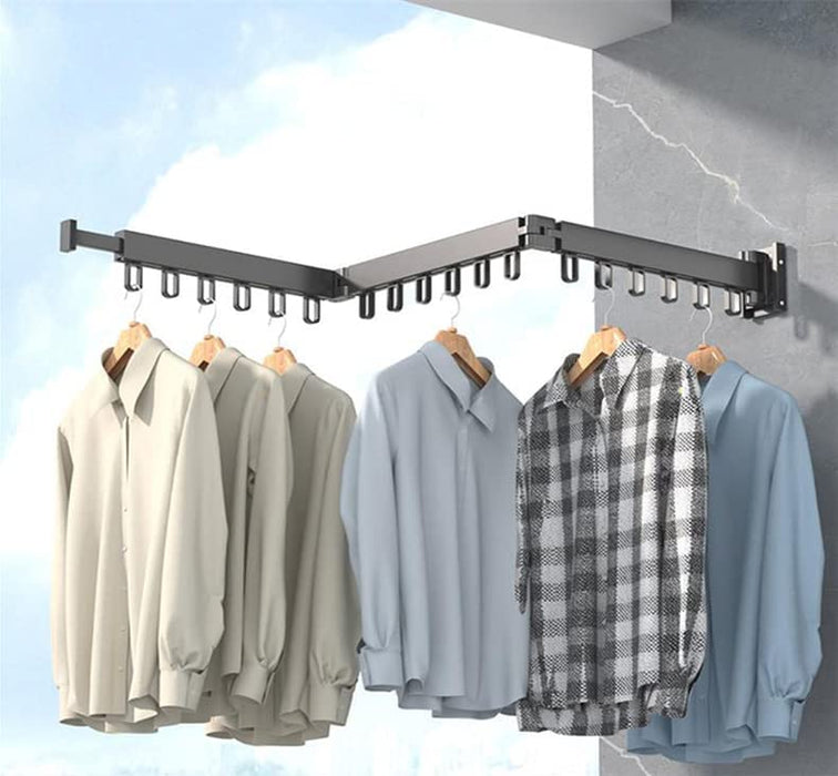 TTEDOYE Folding Clothes Hanger Wall Mount Cloth Drying Rack Retractable Home Laundry Clothesline For Balcony Bedroom Trifold Hole free clothes rack