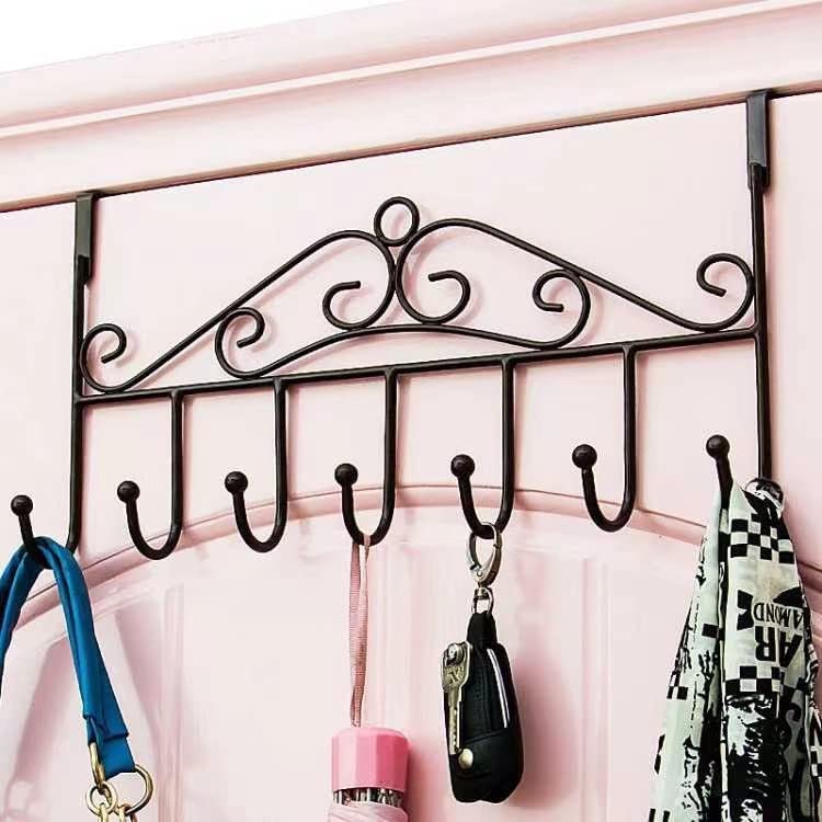 LENDIS Coat Rack, Over Door 7 Hook Rack - Decorative Organizer Hooks for Clothes, Coats, Hats, Belts, Towels - Door Hanger for Home or Office (White)