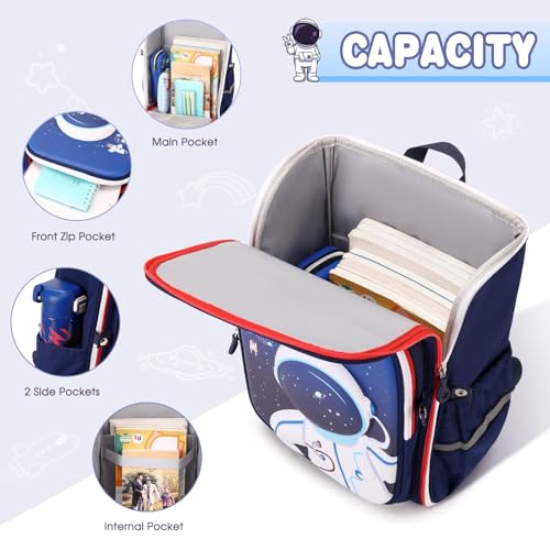 KASTWAVE Kids Backpack, Space Astronaut Bookbag School Backpacks, Kids Kindergarten Backpack, School Book Bags, for Kindergarten Preschool Elementary (Blue)