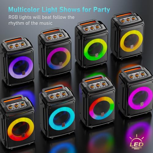 JYXAE-D13 Karaoke Machine for Adults and Kids, Bluetooth Speaker with 2 Microphones, Portable Party Karaoke Speaker with DJ Lights Support USB/AUX/REC, PA System Best Gift for Brithday etc