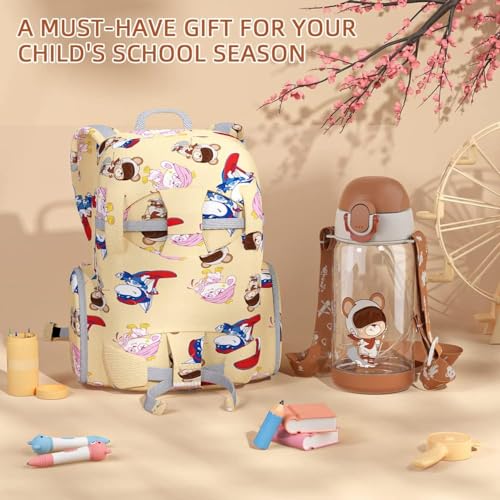 Azonee 500ml Kids Water Bottle with Straw, BPA Free, Lightweight & Leak-Proof, Two Lids, Ideal for School & Sports, Blue (Brown)