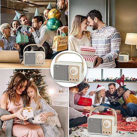 Tazweeq Retro Bluetooth Speaker, Vintage Decor, Portable Small Cute Vintage Speaker, Portable Radio Wireless Decor Speaker, for Office Kitchen Desk Bedroom Outdoor Support TF Card/AUX (Lime)