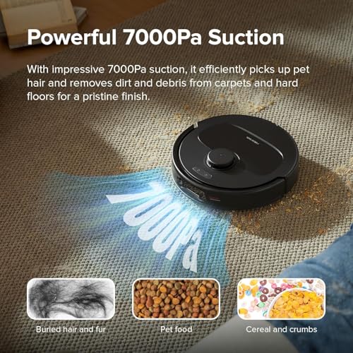 roborock Qrevo S Robot Vacuum and Mop, Self-Drying, Auto Mop Washing, 7000Pa Suction, Self-Emptying & Refilling, 10mm Mop Lifting, 200RPM Spinning Mops, Smart Obstacle Avoidance, Black