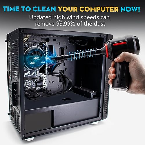 NOSKIN (Upgraded) Compressed Air Duster & Mini Vacuum Keyboard Cleaner 3-in-1, New Generation Canned Air Spray, Portable Electric Air Can, Cordless Blower Computer Cleaning Kit
