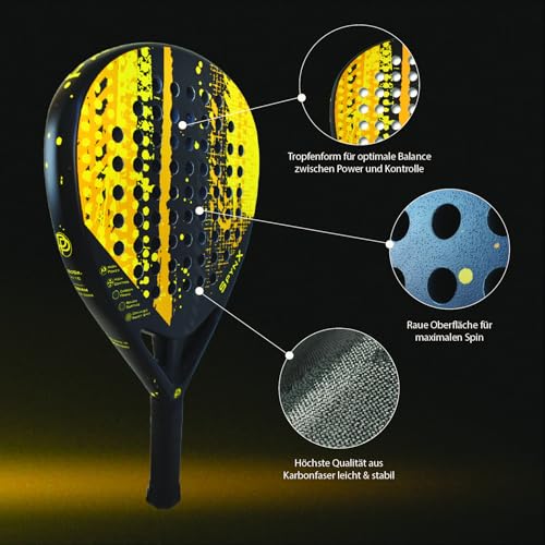 PadelPursuit SpynX Padel Racket 360g Carbon Fibreglass Sandpaper Surface EVA 15 Foam Spin Control Maximum Performance