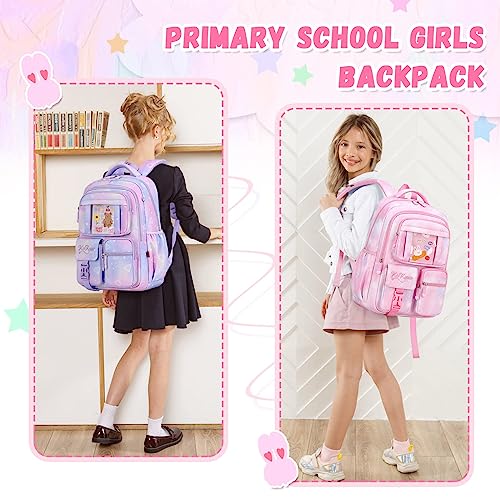 Azonee Backpack for Kids, School Bag for Girls Lightweight & Multi Compartment School Bag for Teenagers Water Resistant & Large Capacity School Bag (Pink)